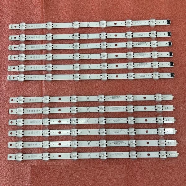 LED-bakgrundsbelysningsremsa, komplett kit med 12 remsor, enkel installation, kompatibel med flera modeller