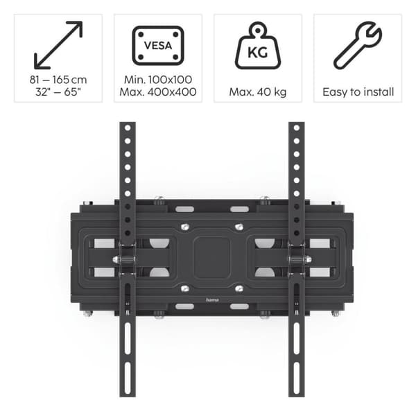 Hama FULLMOTION TV Wall Bracket, 165 cm (65"), scissor arms, black