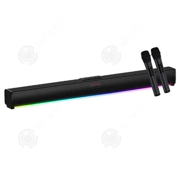 INN Soundbar för TV 20W effekt 91x9x8,2cm djup bas djupa kanaler ljudkanaler med ett par bluetooth-mikrofoner mån