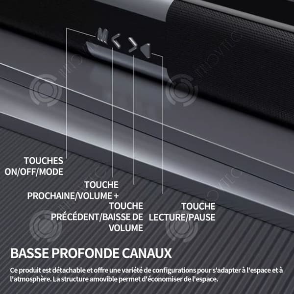 INN Soundbar för TV 10W effekt 80x6x6,2cm djup bas djupa kanaler stereoljudkanaler bluetooth fjärrkontroll metallfäste