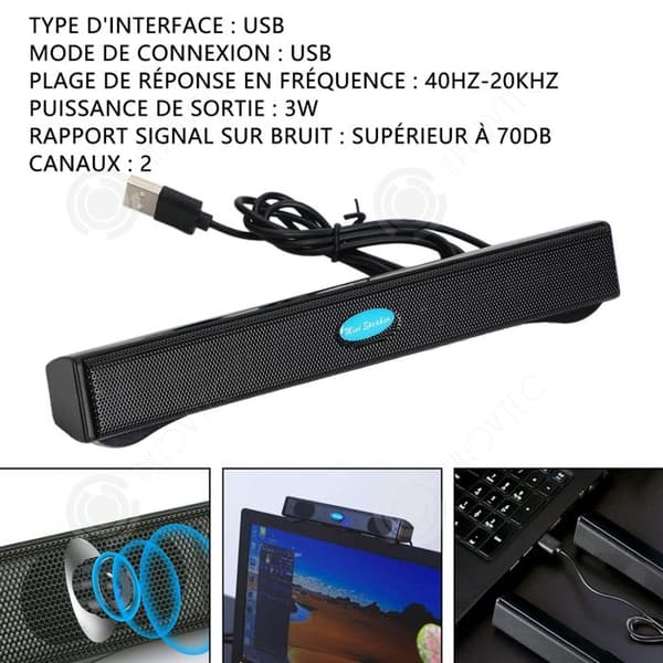 INN USB Soundbar Mini-högtalare Stabil anslutningshögtalare för bärbara datorer Surfplattor Smartphones och TV