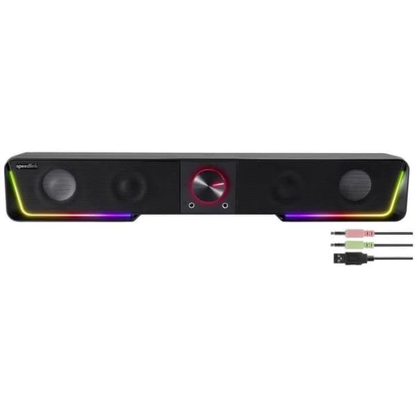 SpeedLink Gravity RGB Soundbar Svart Bluetooth®, upplysta högtalare
