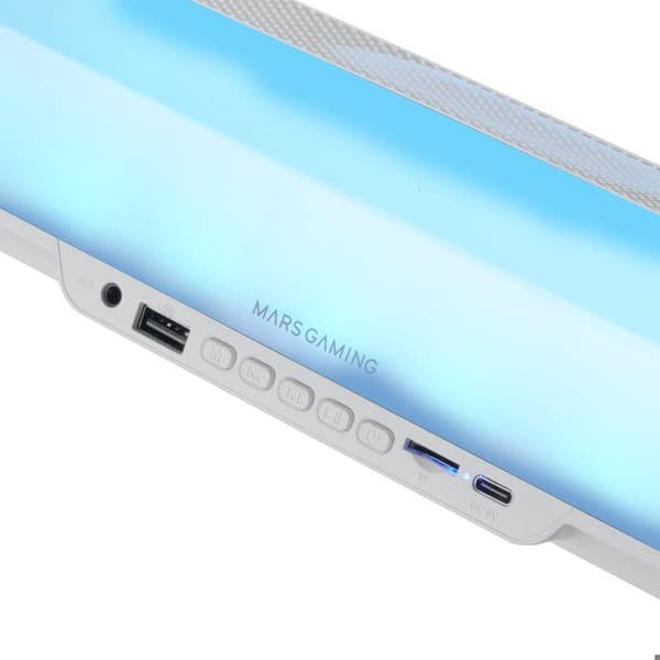 Mars Gaming MSB-ORB, 20W bärbar högtalare och soundbar, Orbilight RGB 360, trippeldrivrutin, Bluetooth 5.3/MicroSD/AUX/FM, vit