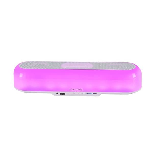 Mars Gaming MSB-ORB, 20W bärbar högtalare och soundbar, Orbilight RGB 360, trippeldrivrutin, Bluetooth 5.3/MicroSD/AUX/FM, vit