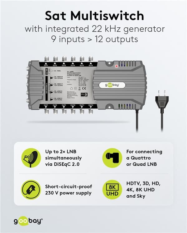 Sat multi-switch 9 indgange/12 udgange