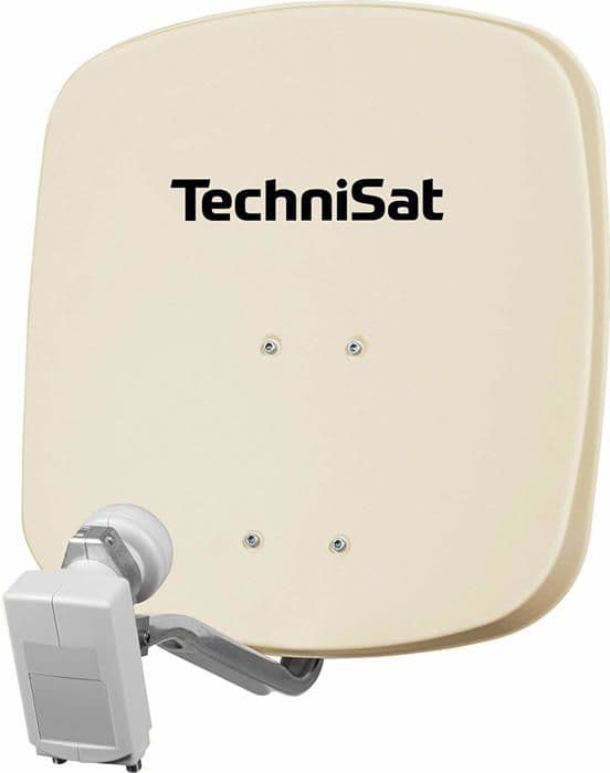 Technisat - 1045/3882 - DIGIDISH 45 Satellite Offset - Spegel med väggfäste och Twin LNB med beige nippelslang