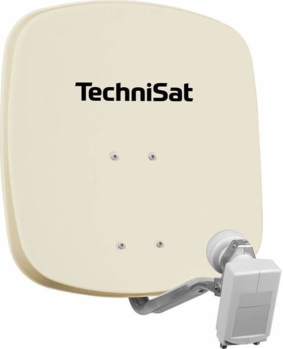 Technisat - 1045/3882 - DIGIDISH 45 Satellite Offset - Spegel med väggfäste och Twin LNB med beige nippelslang