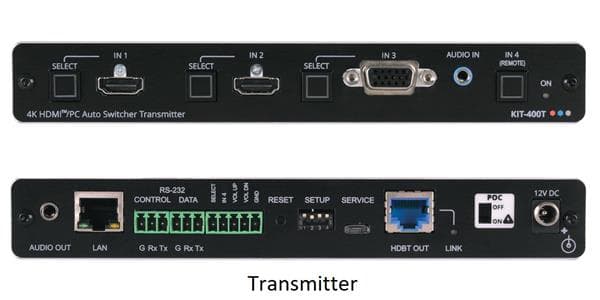 Kramer KIT-400 - 4K60 4:2:0 Auto Switcher/Scaler Kit over HDBaseT 40/70m reach