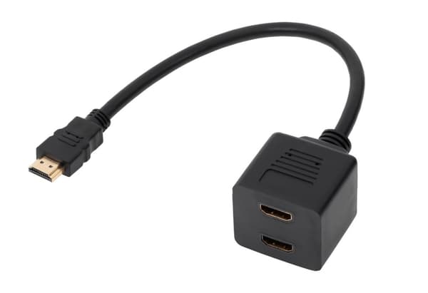 HDMI-adapter plug-2 x uttag på 30cm kabel