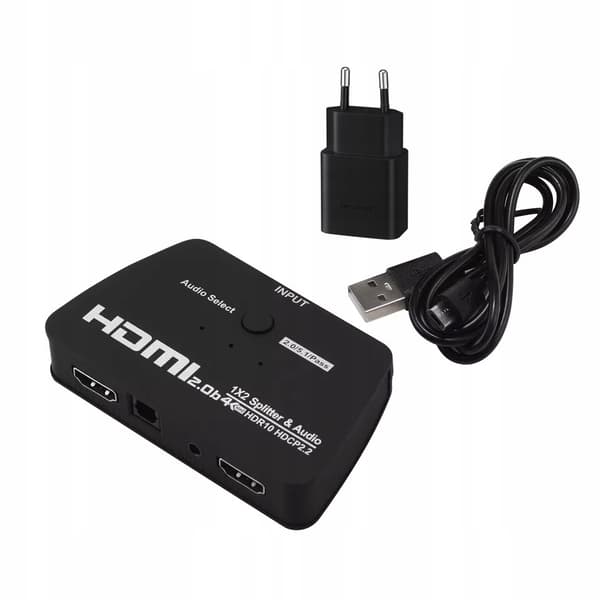 SPLITTER HDMI 1x2 HDCP 2.2 EXTRACTOR AUDIO 4K/60