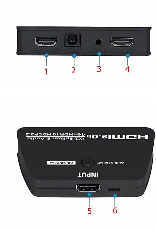 SPLITTER HDMI 1x2 HDCP 2.2 EXTRACTOR AUDIO 4K/60