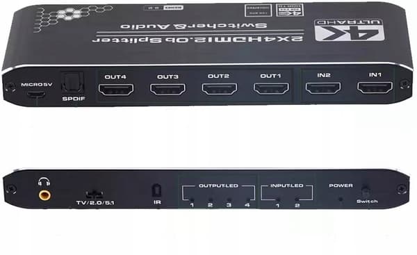 HDMI 2.0 SPLITTER 2x4 SWITCH HDCP 2.2