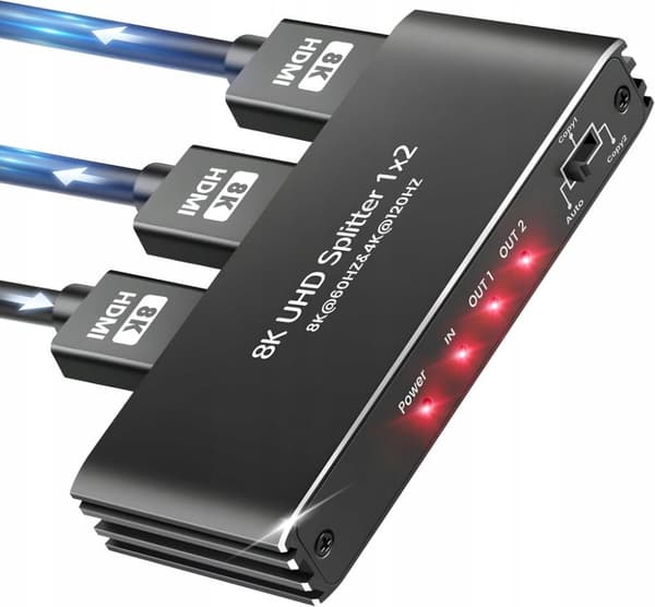 HDMI 2.1 SPLITTER 1x2 ULTRAHD HDCP 2.3 SPLITTER 8K60HZ 4K 120HZ - 2 TV