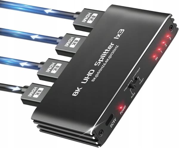 HDMI 2.1 SPLITTER 1x3 ULTRAHD HDCP 2.3 SPLITTER 8K60HZ 4K 120HZ - 3 TV