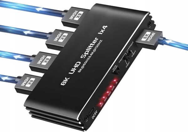 HDMI 2.1 SPLITTER 1x4 ULTRAHD HDCP 2.3 SPLITTER 8K60HZ 4K 120HZ - 4 TV