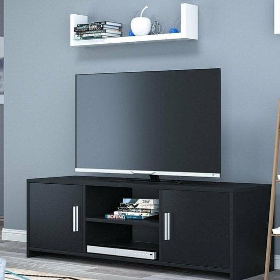 Homesse Black TV -skåp - TV -möbler - Load Box - Dresser - Svart