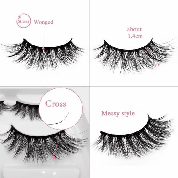 5-par falske øjenvipper - 3D faux mink (G-604)