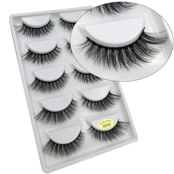 5-par lösögonfransar - 3D faux mink (G-800)