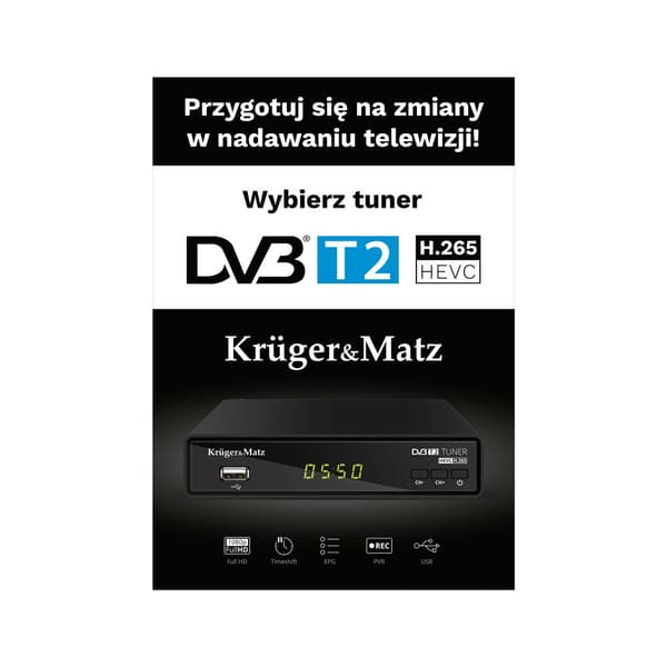 Kruger&Matz Tuner DVB-T2 plakat