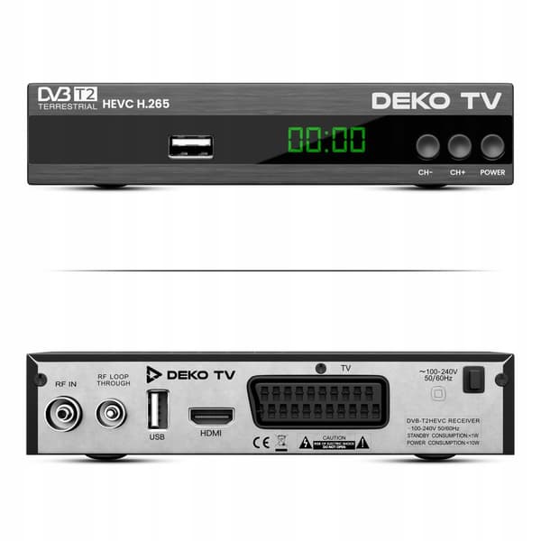 Tuner Dekoder DVBT2 DekoTV PRO2 Terrestrisk fjernsyn DVB-T2 HEVC H.265 DEKO