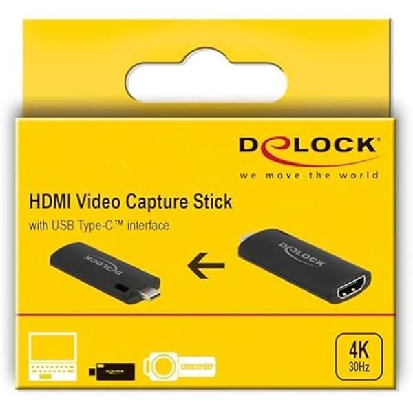 Videoinfångningsnyckel - DELOCK - HDMI USB Typ-C - Kompatibel med Windows - 2 års garanti - Extern