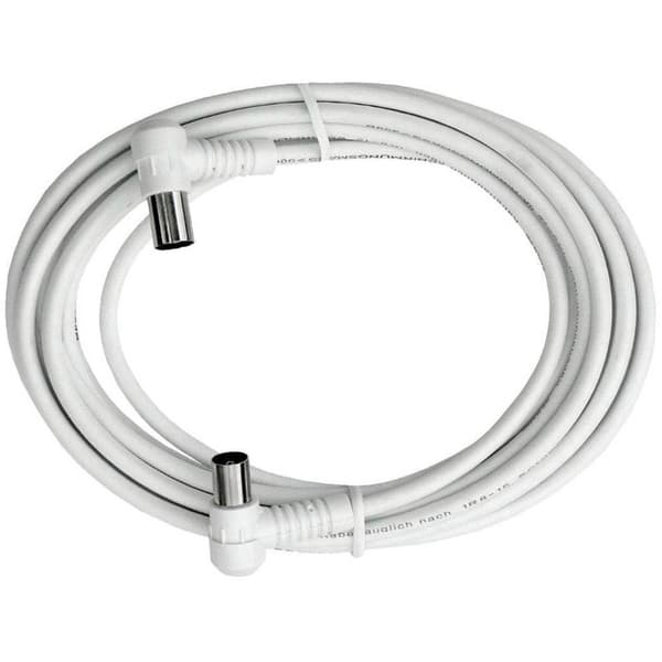 Axing Antenn Anslutningskabel [1x Antenn-hane 75 Ω - 1x Antenn-hona 75 Ω] 7.50 m 85 dB Vit