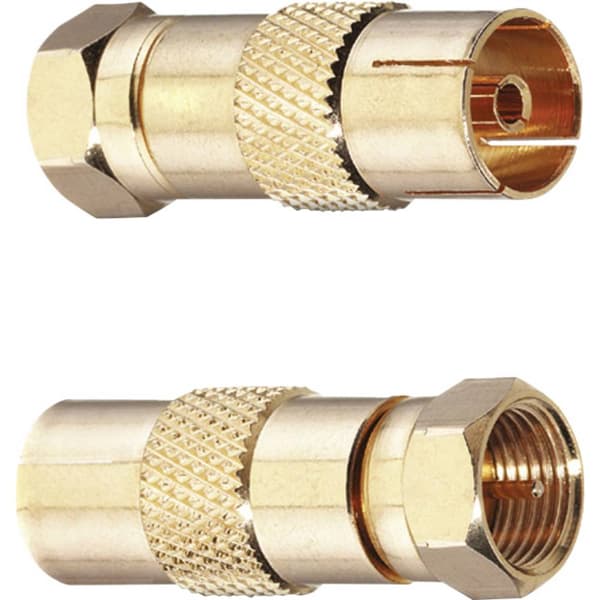 Oehlbach 4402 F-/koaxial-adapter guldpläterad Anslutningar: f-kontaktdon, Koaxialkontakt IEC 2 st