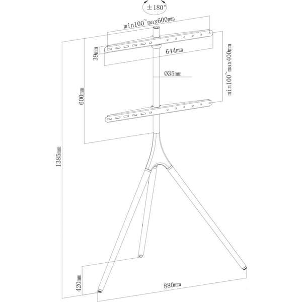 My Wall HT 22 L TV-stativ Justerbar i höjd 81,3 cm (32) - 190,5 cm (75) Golvstativ, Vridbar, Justerbar i höjd, Ståend