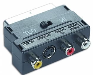 Adapteris Gembird SCART uz 3xRCA S-Video ar IN/OUT slēdzi