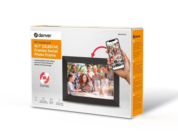 Denver PFF-1024BMK2 digital fotoram Svart 25,6 cm (10,1 tum) Pekskärm Wi-Fi