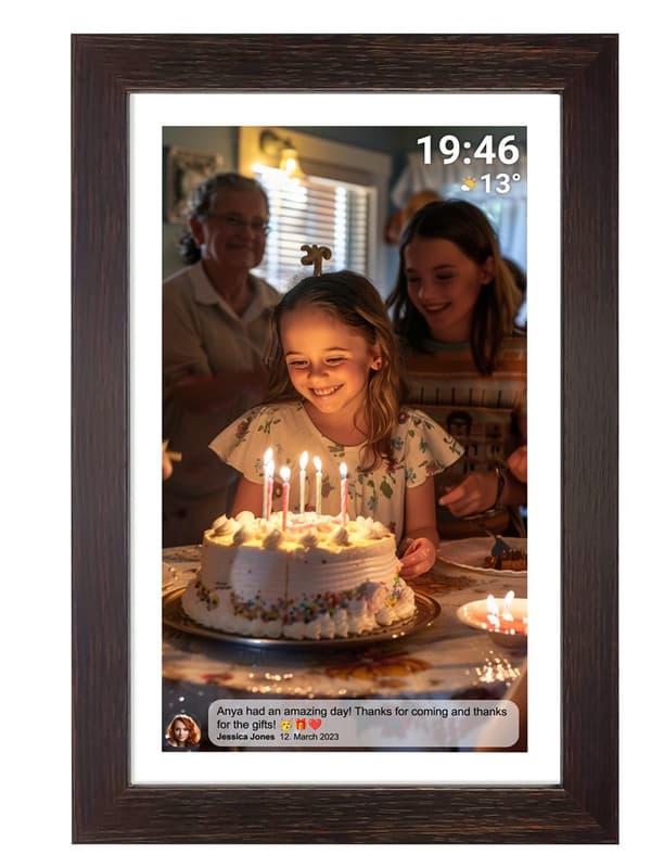 Denver PFF-1543DW digital fotoramme Brun 39,6 cm (15,6") Touchscreen Wi-Fi
