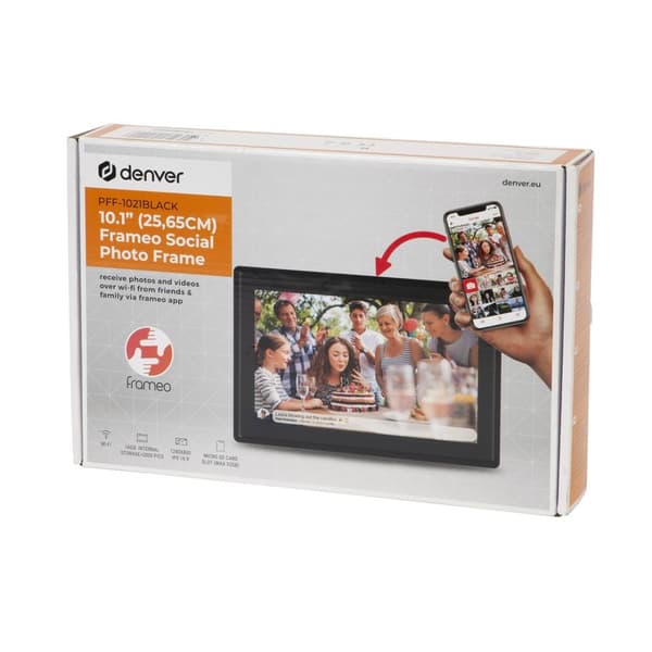 Denver PFF-1021BLACK digital fotoram Svart 25,6 cm (10,1 tum) Pekskärm Wi-Fi
