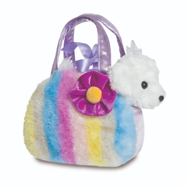 AURORA Fancy Pals Plush Puppy in a purple bag, 20 cm