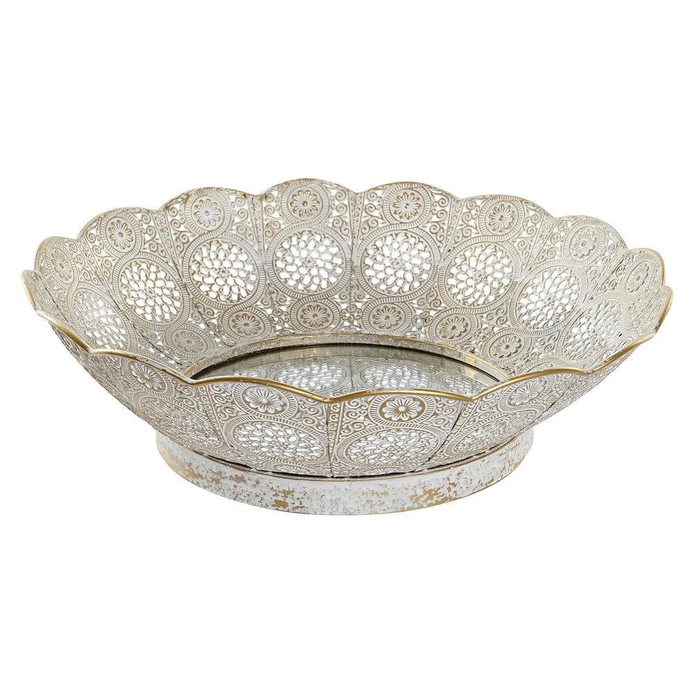 Bordsdekoration DKD Home Decor Vit Metall Speglar Arab Antikbehandlad (35 x 35 x 10 cm)