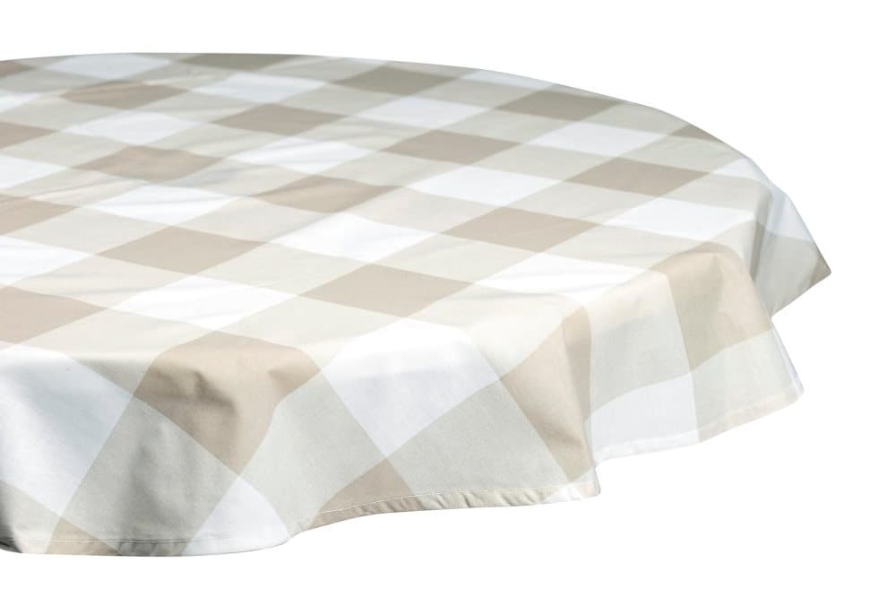Bordsduk Check Rund Ø 140 Cm Linbeige