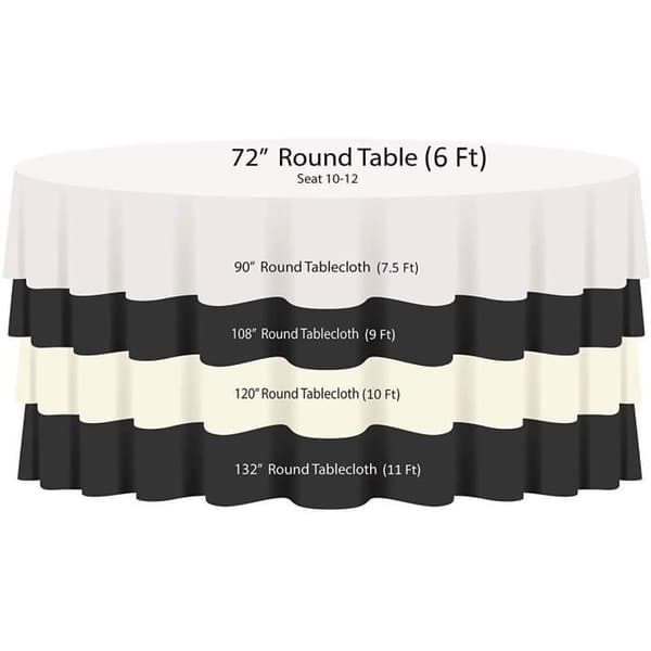 Rundduk - Bröllopsdekoration - Elfenben - 335 cm - 80% Polyester - Maskintvättbar