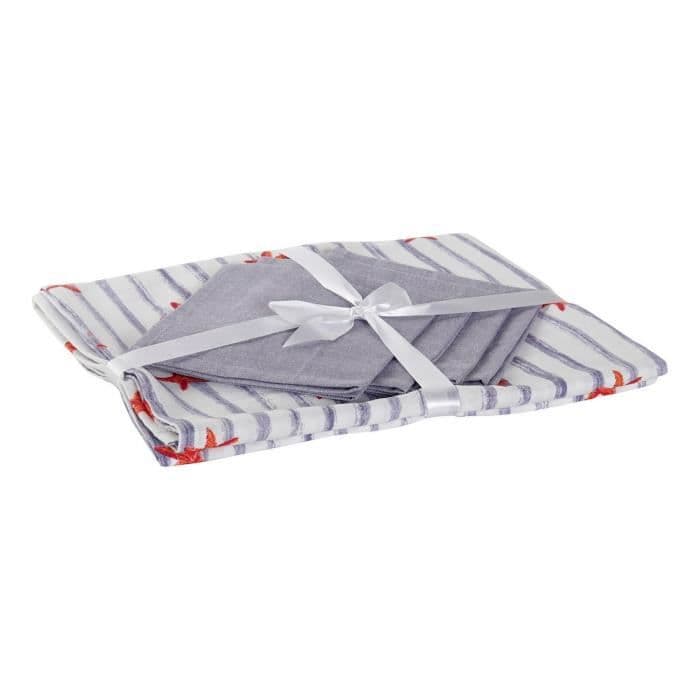 Bordsduk och servetter DKD Home Decor Summer Cotton (150 x 150 x 0,1 cm) (5 st)