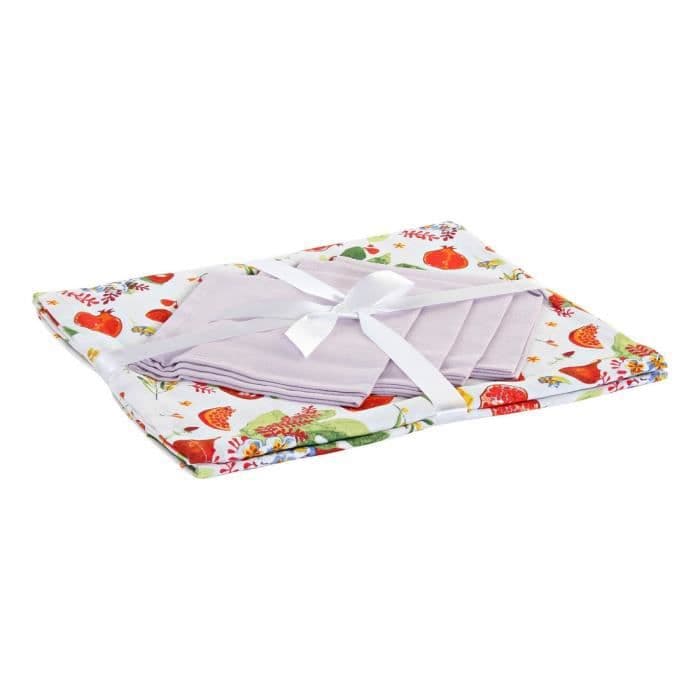 Bordsduk och servetter DKD Home Decor Tropical Cotton (150 x 150 x 0,5 cm) (5 st)
