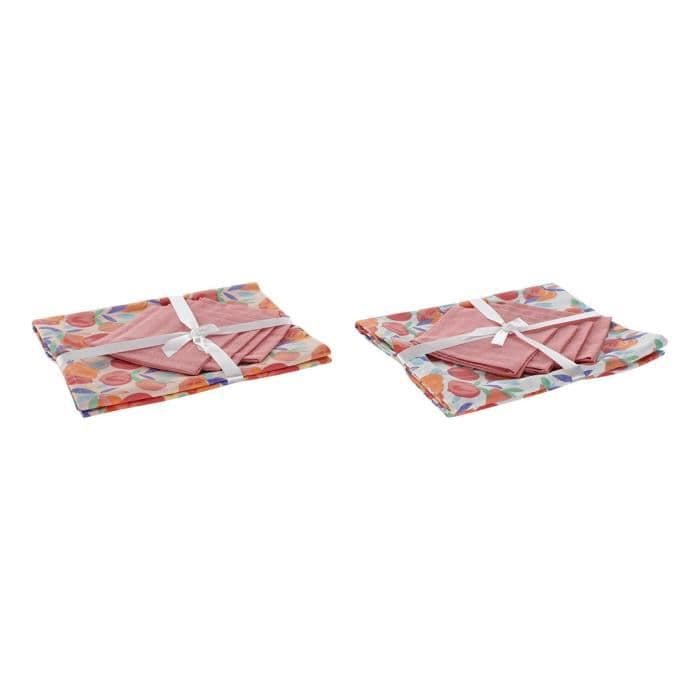 Bordsduk och servetter DKD Home Decor Cotton (2 st) (154 x 154 x 0,3 cm)