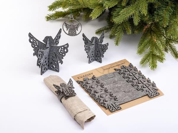 Juldekorationsset ÄNGEL, filt,  h 10 cm /12 cm /14 cm