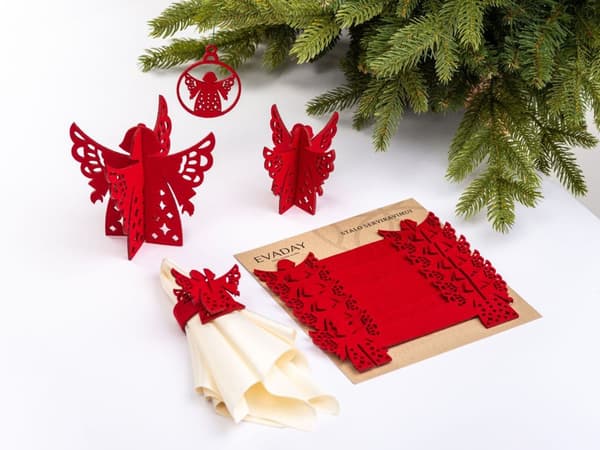 Juldekorationsset ÄNGEL, filt,  h 10 cm /12 cm /14 cm