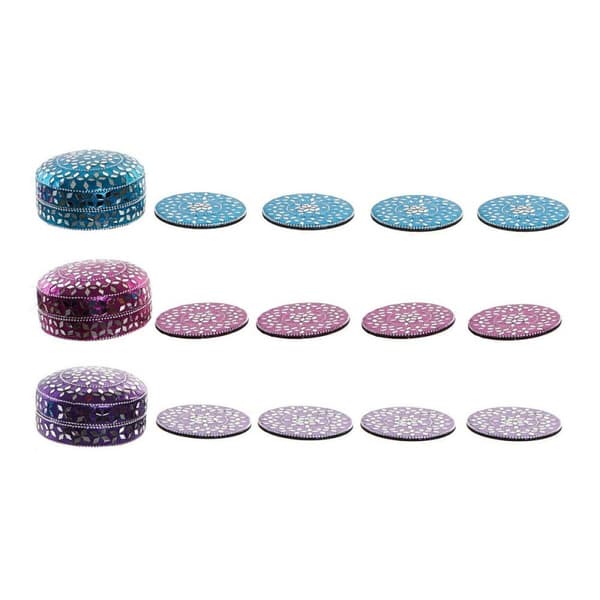 Underlägg DKD Home Decor Aluminium Trä MDF (3 pcs)