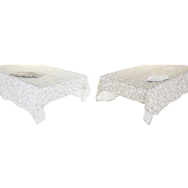 Dukar och servetter DKD Home Decor 2 antal 150 x 150 x 0,5 cm Beige Vit Ljusbrun