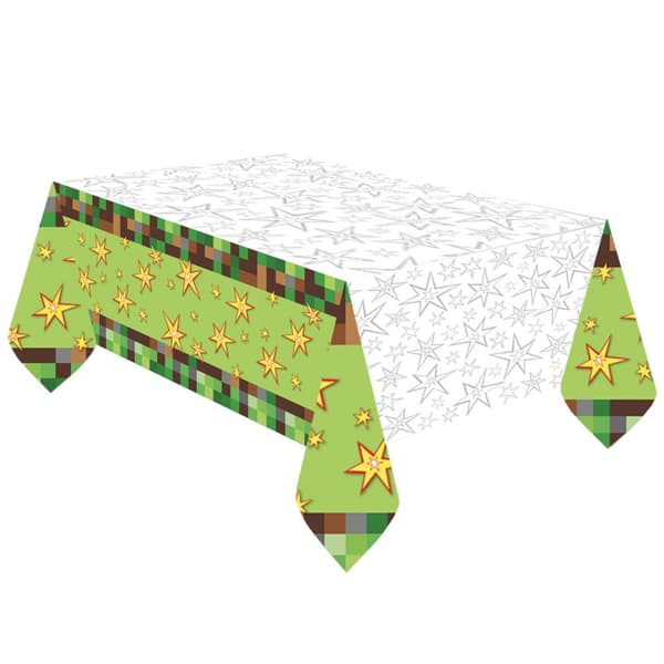 Amscan TNT Plastic Stars Party Table Cover Green/White 2.4m x 1.3m