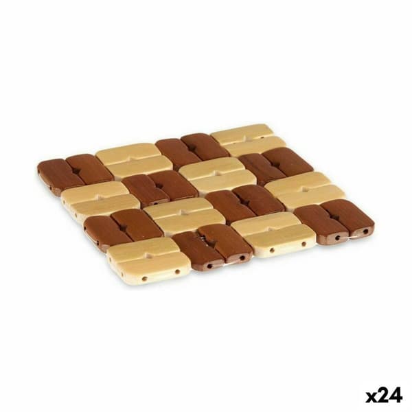 Tabletti Setti Neliö Bambu Ruskea 13 x 2 x 13 cm (24 osaa)