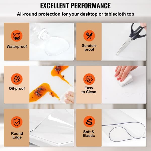 42x80 tum PVC genomskinligt bordsskydd, 2mm tjocklek, flamskyddsmedel, värmeisolerande, slitstark, lätt att rengöra, skärbar