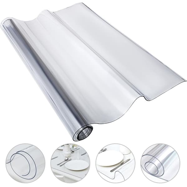 46x110 tum PVC genomskinligt bordsskydd, 2mm tjocklek, flamskyddsmedel, värmeisolerande, slitstark, lätt att rengöra, skärbar