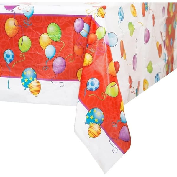 Unique Party Plastic Balloons Birthday Tablecloth White/Red One Size