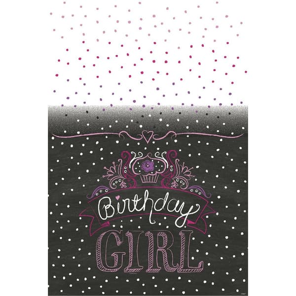 Unique Party Birthday Girl Plastic Party Table Cover Black/White/Pink One Size