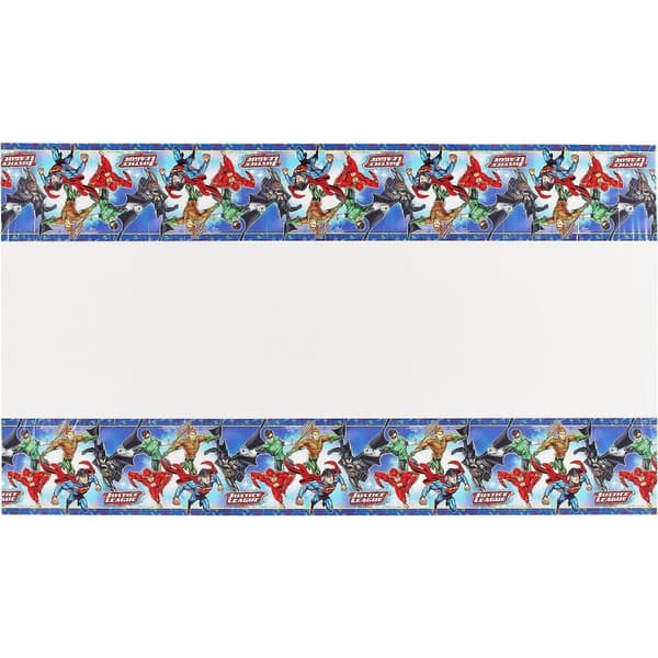 Justice League Plastic Characters Party Table Cover White/Blue/Red One Size